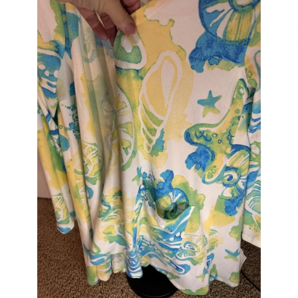 NWT Lularoe Caroline Cardigan Sweather Small‎ White, Teal, & Green - Picture 6 of 9